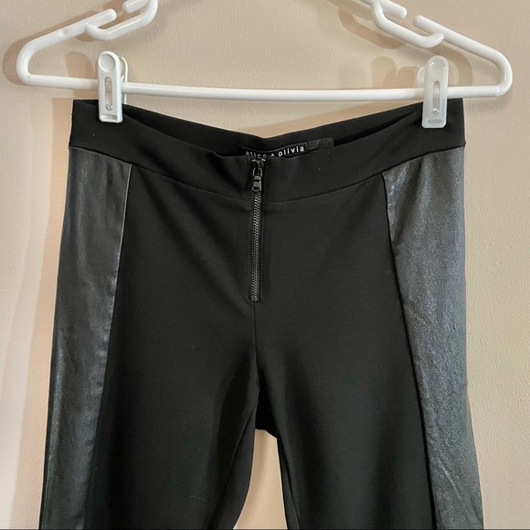 ❤️SOLD❤️ ALICE + OLIVIA BLACK LAMBSKIN LEATHER SIDE PANEL LEGGING BLACK SZ 6 - Picture 4 of 11